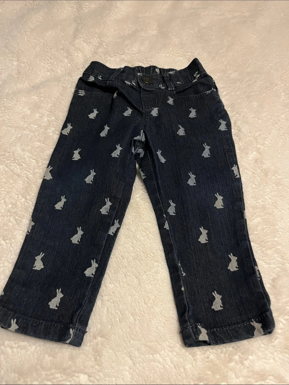 Gymboree Navy Jeans with Light Gray Bunny Print